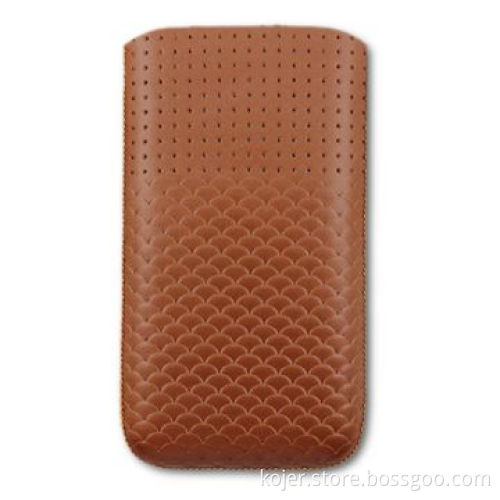 Leather Mobile Phone Case for iPhone 4, with Retractable Pull-tab, with Puncturing and Scale Vein